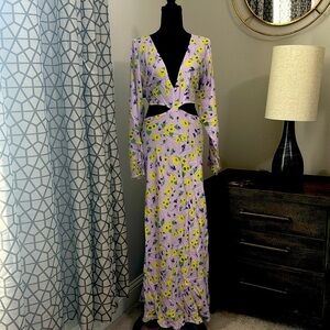 Floral Print Cut Out Side Maxi Dress